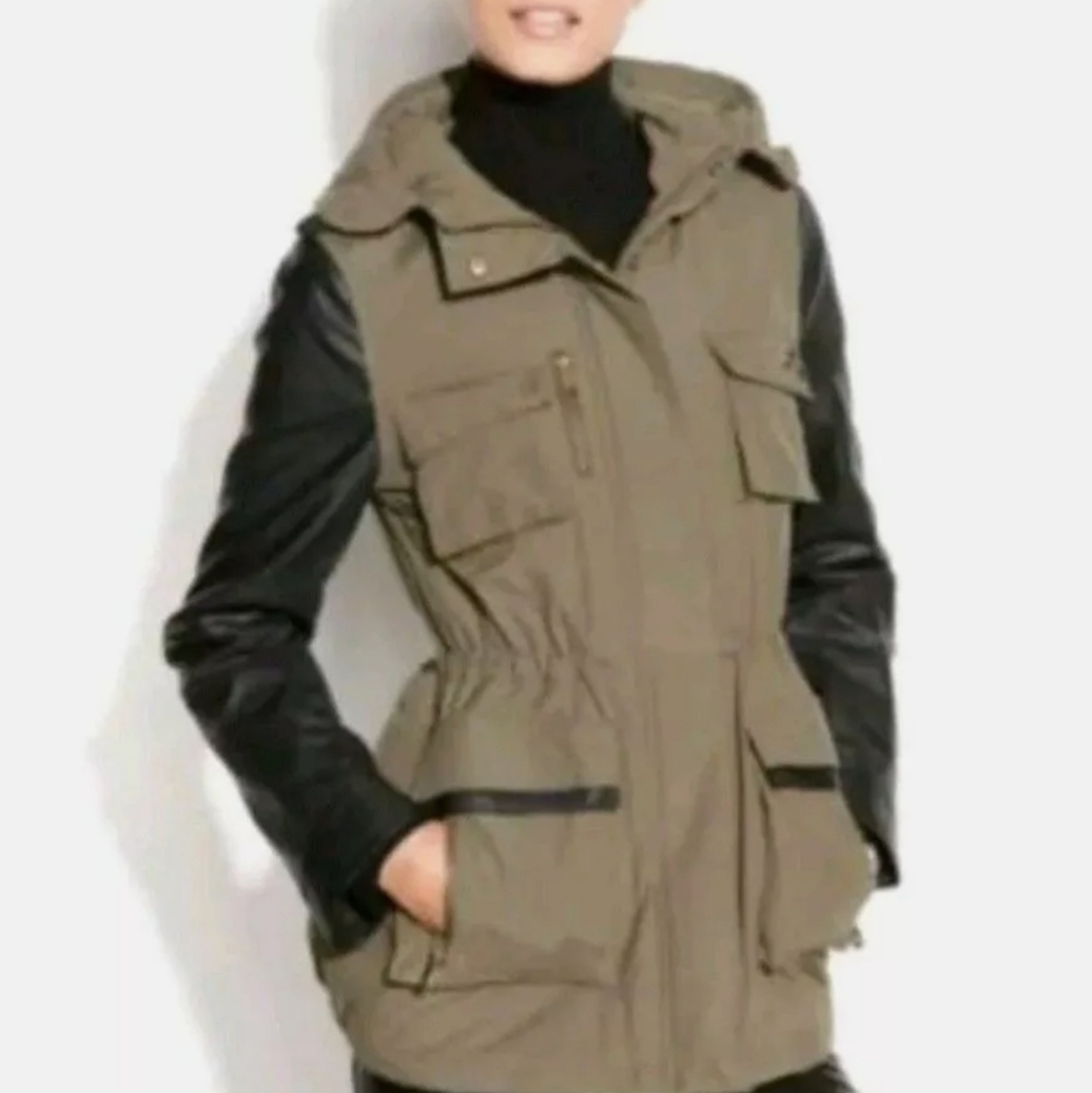 Steve Madden Tan Hooded Military Jacket Outerwear